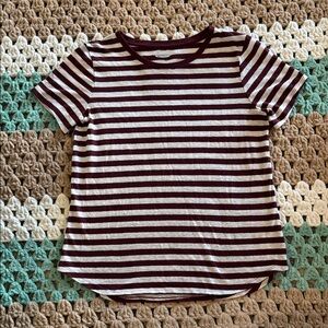Old Navy Maroon Red White Striped Tee Shirt Top Womans sz Medium
